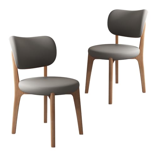 JS Ouyafei Esszimmerstühle 2er 4er 6er Bequeme Rückenlehne Weicher Sitz Geeignet Für Alle Arten Von Restaurants Und Küchen Light Walnut + Dark Gray 2PASS von JS Ouyafei
