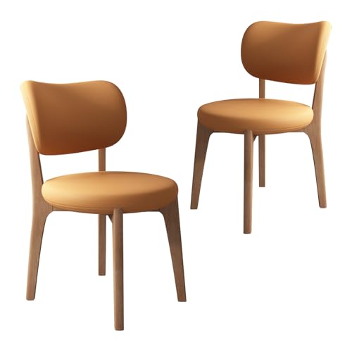 JS Ouyafei Esszimmerstühle 2er 4er 6er Bequeme Rückenlehne Weicher Sitz Geeignet Für Alle Arten Von Restaurants Und Küchen Light Walnut + Orange 2PASS von JS Ouyafei
