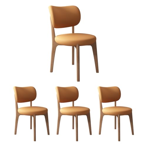 JS Ouyafei Esszimmerstühle 2er 4er 6er Bequeme Rückenlehne Weicher Sitz Geeignet Für Alle Arten Von Restaurants Und Küchen Light Walnut + Orange 4PASS von JS Ouyafei