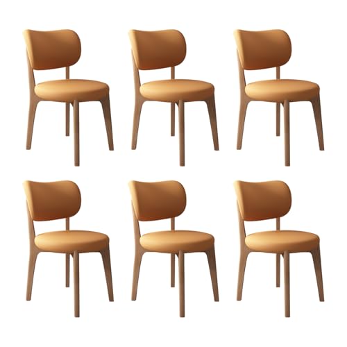 JS Ouyafei Esszimmerstühle 2er 4er 6er Bequeme Rückenlehne Weicher Sitz Geeignet Für Alle Arten Von Restaurants Und Küchen Light Walnut + Orange 6PASS von JS Ouyafei
