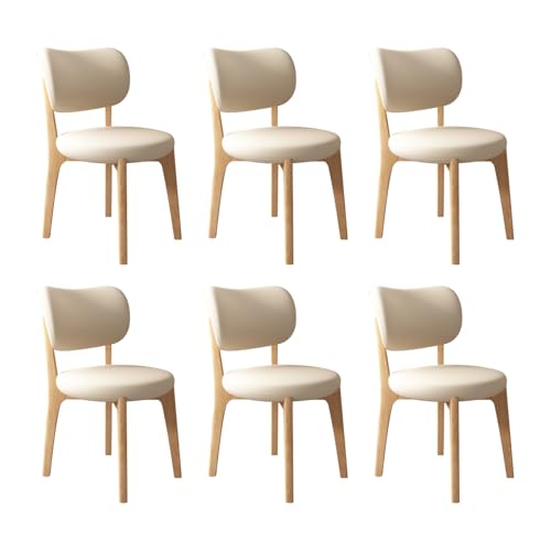 JS Ouyafei Esszimmerstühle 2er 4er 6er Bequeme Rückenlehne Weicher Sitz Geeignet Für Alle Arten Von Restaurants Und Küchen Wood Color + Light Khaki 6PASS von JS Ouyafei