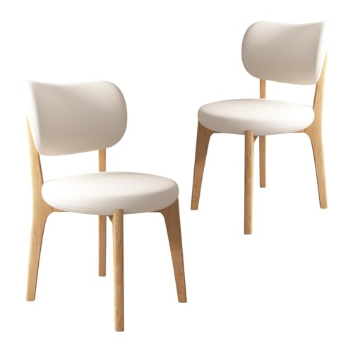 JS Ouyafei Esszimmerstühle 2er 4er 6er Bequeme Rückenlehne Weicher Sitz Geeignet Für Alle Arten Von Restaurants Und Küchen Wood Color + White 2PASS von JS Ouyafei