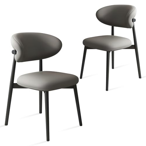 JS Ouyafei Esszimmerstühle 2er 4er 6er Stuhlbeine Aus Massivholz. Schwammkissen Mit Hoher Elastizität. Geeignet Für Küche/esszimmer Usw. Dark Gray + Black Legs 2PASS von JS Ouyafei