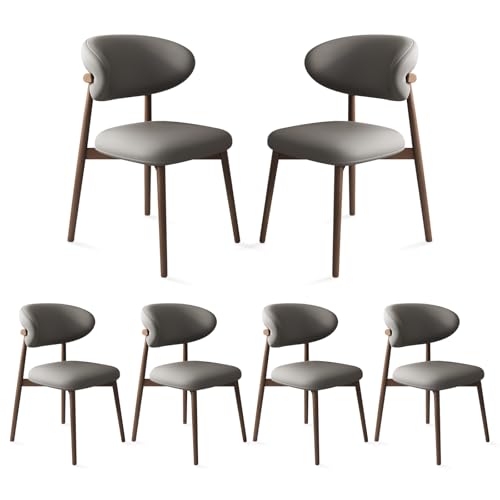JS Ouyafei Esszimmerstühle 2er 4er 6er Stuhlbeine Aus Massivholz. Schwammkissen Mit Hoher Elastizität. Geeignet Für Küche/esszimmer Usw. Dark Gray + Dark Walnut Legs 6PASS von JS Ouyafei