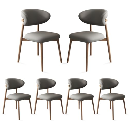 JS Ouyafei Esszimmerstühle 2er 4er 6er Stuhlbeine Aus Massivholz. Schwammkissen Mit Hoher Elastizität. Geeignet Für Küche/esszimmer Usw. Dark Gray + Light Walnut Legs 6PASS von JS Ouyafei