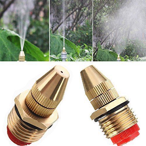 JS&KeJi 2 Stück 1/2"(DN15) Sprühdüse Bewässerung Messing Nebeldüsen Wassernebel für Garten und Landwirtschaft Bewässerung (JS-01) von JS&KeJi