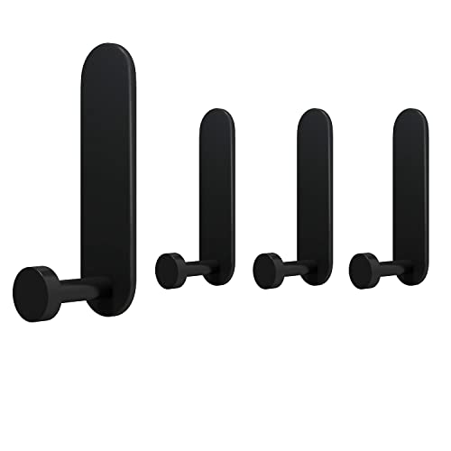 JS Handtuchhaken Schwarz 4 Stk Haken Selbstklebende klebehaken Bad Handtuchhalter Ohne Bohren Kleiderhaken Badezimmer Wandhaken Extra Stark von JS