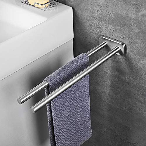 JS Handtuchhalter Edelstahl Gebürstet Bad Handtuchstange Zweiarmig Wandmontage Badezimmer handtuchhalter 40cm von JS