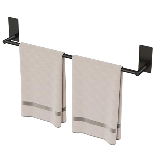 JS Handtuchhalter Ohne Bohren Schwarz handtuchstange Selbstklebend Wandmontage Edelstahl Duschtuchhalter für Bad, Küche, Dusche,55CM von JS