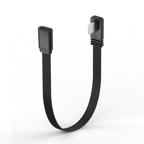 JSADZKJ 0,68Ft kurzes USB-C-Kabel PD100W rechtwinkliges Typ-C-Schnellladekabel flaches USB-C-Kabel mit Männlich zu Weiblich 90-Grad-USB-C-Verlängerungskabel für Phone15/16,Laptop,Tablet und mehr von JSADZKJ