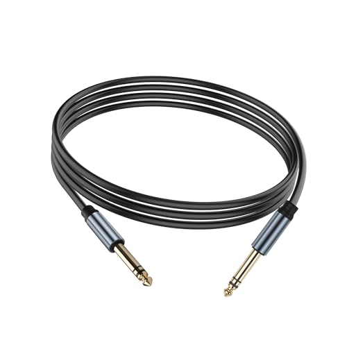 JSADZKJ 1/4 Zoll TRS Instrumentenkabel gerade 6,35mm TRS Stereo-Audiokabel 1/4 Zoll vergoldet Männlich auf Männlich Stereo-Klinkenkabel für Gitarre Heimkino Lautsprecher und Verstärker 5.9FT von JSADZKJ
