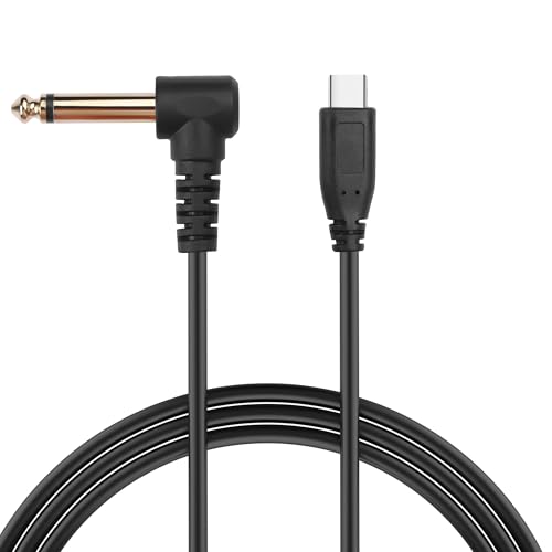 JSADZKJ 1/4 Zoll auf USB C Gitarrenkabel 90 Grad Winkel 6,35mm Male Mono Jack auf Typ C Kabel USB C auf 6,35mm 1/4 Zoll TS Audiokabel für Gitarre Bass Instrumente Aufnahme 3,28ft von JSADZKJ