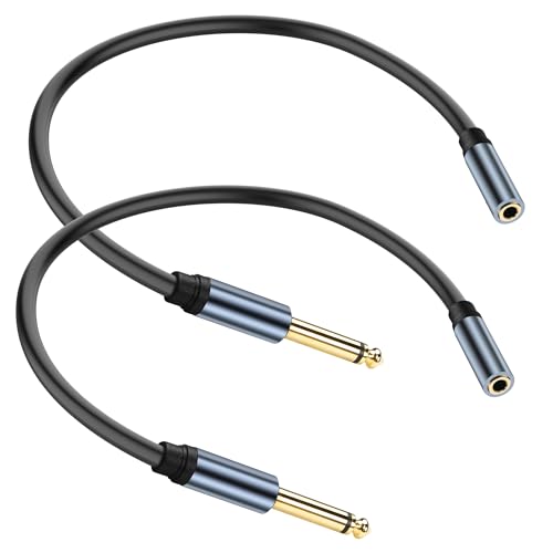 JSADZKJ 1/4" zu 1/8" Adapterkabel 3.5mm Stereo TRS zu 6.35mm Mono TS Audio Jack Adapter Konverter, 6.35mm 1/4 Zoll männlich zu 3.5mm 1/8 Zoll weiblich Audiokabel für Mixer Gitarre 30cm von JSADZKJ