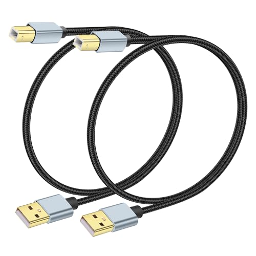 JSADZKJ 1FT USB A zu USB B Drucker Kabel 2.0 Typ A Männlich zu B Männlich Kabel Hochgeschwindigkeits-USB 2.0 Drucker Kabel geeignet für Laptop,Drucker,Scanner,MIDI-Controller(2Pcs) von JSADZKJ