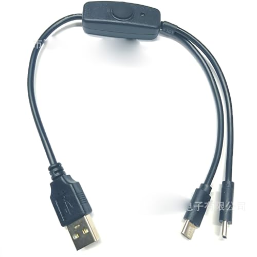 JSADZKJ 2 in 1 USB zu Dual USB C Ladekabel,USB2.0 zu 2XType C Switch Power Kabel,Schnelles Aufladen Dual Typ C Y Splitter Kabel für Handys,Tablets,LED Schreibtischlampen-11.8in von JSADZKJ