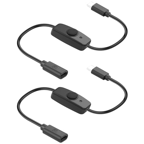 JSADZKJ 5V USB-C Schalter Ladekabel USB C Männlich zu Weiblich Stromkabel mit Ein-Aus-Schalter Typ C Ladekabel Adapterstecker für LED-Schreibtischlampe,USB-Lüfter,LED-Streifenbeleuchtung 0.98Ft von JSADZKJ