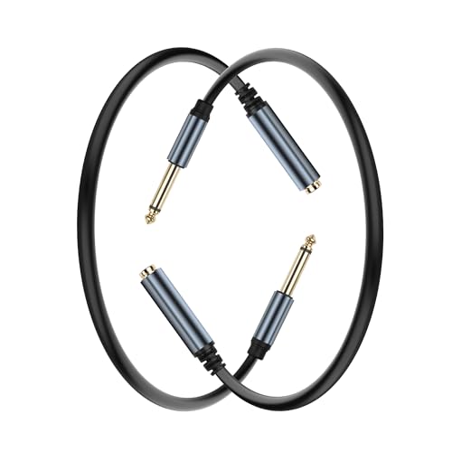 JSADZKJ 6,35mm Mono-Audiokabel 1/4 Zoll TS Mono-Männlich auf Weiblich Adapter Gitarrenkabel vergoldet 6,35mm Mono-Klinkenstecker Instrumentenkabel für Signalübertragung von Audiogeräten 0.98FT von JSADZKJ