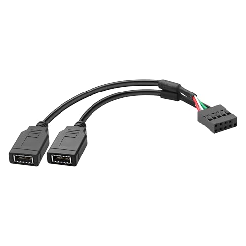JSADZKJ 9 Pin zu USB Motherboard Verlängerungs kabel USB 2.0 9Pin Weiblich zu Typ E+Typ E Motherboard Adapter Kabel,USB 2.0 Adapter für Computer Intern,Festplatte 0.6Ft (9 Pin auf 2xTyp E) von JSADZKJ