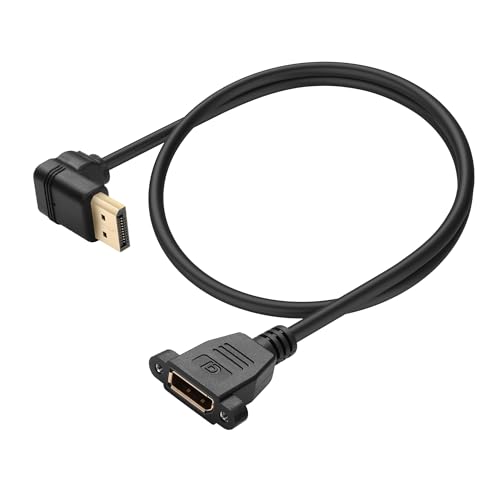 JSADZKJ 90 Grad Displayport 1.4 Verlängerungskabel DP Stecker zu Buchse Verlängerungskabel 4k/60hz,2K/144hz UP Winkel DP 1.4 Kabel mit Schrauben Panel für Monitor Projektor Computer 1.6ft/0.5m von JSADZKJ