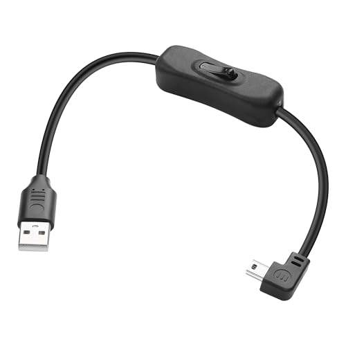 JSADZKJ 90 Grad Mini-USB Kabel,Linker Winkel USB 2.0 zu Mini-USB Verlängerungskabel,USB Stecker zu Mini-USB Stecker mit EIN/Aus Schalter Kabel für PC Laptop Auto GPS 0.98 ft/30 cm (Right Angle) von JSADZKJ