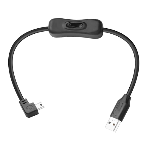 JSADZKJ 90 Grad Mini-USB Kabel,Linker Winkel USB 2.0 zu Mini-USB Verlängerungskabel,USB Stecker zu Mini-USB Stecker mit EIN/Aus Schalter Kabel für PC Laptop Auto GPS 0.98 ft/30 cm (Left Angle) von JSADZKJ