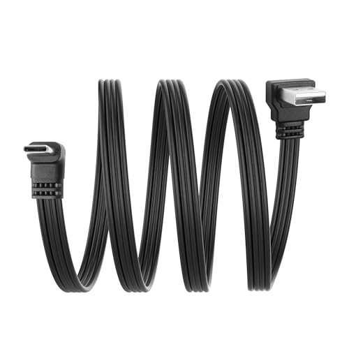 JSADZKJ 90 Grad USB A zu USB C 2.0 Kabel Typ C zu USB A Ladekabel Flach USB Typ Kabel Schnelles Laden 2A 480Mbps Daten für Telefon Laptop 50CM/1.6Ft (USB abwärts zu Typ C Links/Rechts) von JSADZKJ