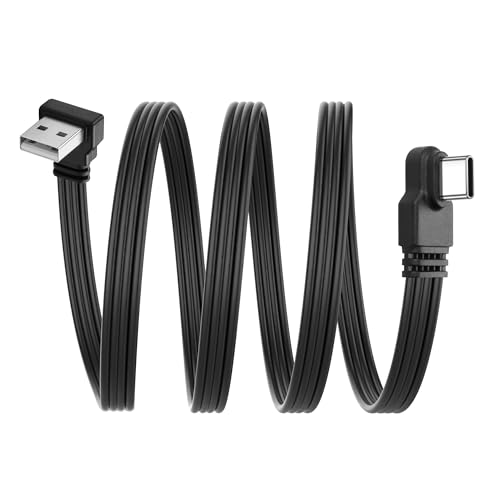 JSADZKJ 90 Grad USB A zu USB C 2.0 Kabel Typ C zu USB A Ladekabel Flach USB Typ Kabel Schnelles Laden 2A 480Mbps Daten für Telefon Laptop 50CM/1.6Ft (USB abwärts zu Typ C Links/Rechts) von JSADZKJ