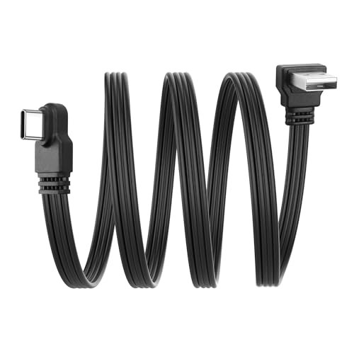 JSADZKJ 90 Grad USB A zu USB C 2.0 Kabel Typ C zu USB A Ladekabel Flach USB Typ Kabel Schnelles Laden 2A 480Mbps Daten für Telefon Laptop 50CM/1.6Ft (USB aufwärts zu Typ C Links/Rechts) von JSADZKJ