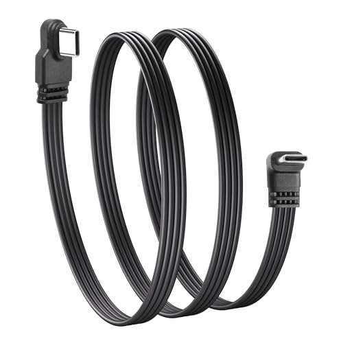 JSADZKJ 90 Grad USB Typ C 2.0 Flachkabel rechtwinkliges Typ C Ladekabel 480Mbps Datenübertragung, kurzes USB C zu USB C Verlängerungskabel, für USB-C Hub, Laptop, Tablet, Telefon 50cm/1.6ft von JSADZKJ