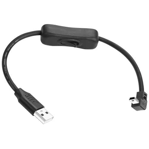 JSADZKJ 90 Grad USB zu Mini USB Kabel, 30 cm USB-A 2.0 zu Mini USB B Verlängerungskabel mit Ein/Aus Schalter für PC, Laptop, Auto und GPS von JSADZKJ