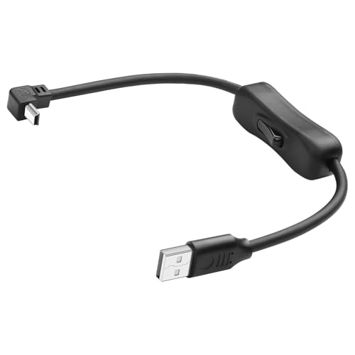 JSADZKJ 90 Grad USB zu Mini USB Kabel,Up Angle USB-A 2.0 zu Mini USB B Verlängerungskabel,USB zu Mini USB mit Ein/Aus Schalter Verlängerungskabel für PC Laptop Auto GPS 0.98ft/30cm (Up Angle) von JSADZKJ