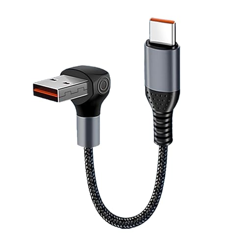 JSADZKJ 90 Grad USB zu Typ C Kabel 6A schnelles Aufladen USB A zu USB-Typ-C Ladekabel Nylon geflochtenes USB-C kurzes Kabel für Auto kompatibel mit Laptop, Handy, Telefon 16/15 1.64FT von JSADZKJ
