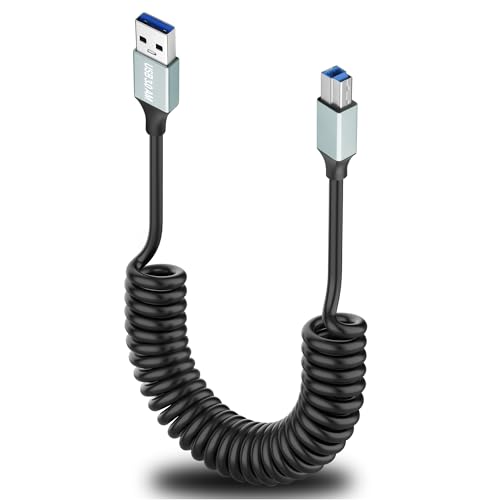 JSADZKJ Coiled USB A zu USB B 3.0 Kabel Typ A zu Typ B Drucker USB Kabel 5Gbps USB 3.0 Drucker Kabel A Männlich zu B Männlich für Scanner Docking Station,Externe Festplatten Treiber,3.28Ft von JSADZKJ