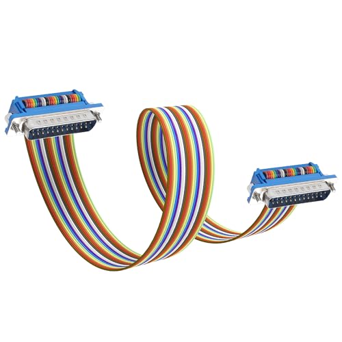 JSADZKJ DB25 Serielles Verlängerungskabel RS232 Stecker auf Stecker, serielles Kabel, D-SUB, 25-poliger Stecker, RS232, serielles gerades Durchgangskabel für Computer-Drucker, Modell 50 cm (Stecker von JSADZKJ