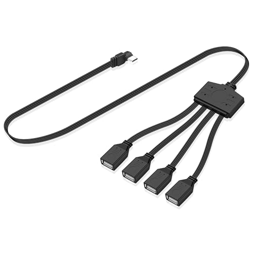 JSADZKJ Flach Typ C zu Multi USB A Splitter Kabel TypC Männlich zu 4 USB A Weiblich 2.0 OTG Connector Extender Cord 4 in 1 Multi Kabel Unterstützung Laden und DataTransfer 1.6ft (Linker-Winkel) von JSADZKJ