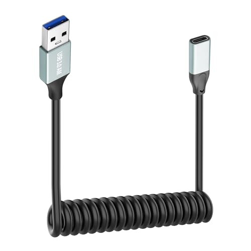 JSADZKJ Gewickeltes USB A zu USB C Verlängerungskabel USB 3.0 zu USB C Weiblich Ladekabel 3A Schnelles Laden & Datensynchronisation USB C Ladekabel für Telefon,Laptop,Tablet,Auto USB 3.28Ft von JSADZKJ