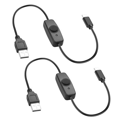 JSADZKJ Kurzes USB-Kabel mit Ein/Aus-Schalter - 5V Typ-C-zu-USB-Stromkabel & Typ-A-zu-C-Stromschalter-Verlängerung Ideal fü r USB-Ventilatoren, Schreibtischlampen und LED-Streifen-0.3m (2PCS). von JSADZKJ