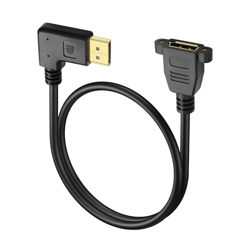 JSADZKJ Linker Winkel DisplayPort 1.4 Panel Kabel DP auf DP Kabel unterstützt 4K @ 60Hz, 2K @ 144Hz Videoauflösung, 90 Grad Displayport Stecker auf Buchse Verlängerungskabel für HDTV Gaming Monitore von JSADZKJ