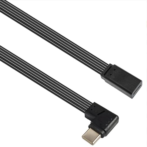 JSADZKJ Rechtwinkliges Typ C 2.0 Flaches Datenkabel 1FT 90 Grad USB C zu USB C Kurzes Kabel unterstützt Laden & Datenübertragung,für Auto,Telefon,Laptop (Männlich zu weiblich) von JSADZKJ