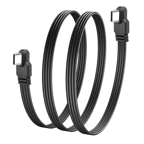 JSADZKJ Rechtwinkliges USB C zu USB C Kabel 90 Grad USB2.0 Männlich zu Männlich Ladekabel 480Mbps Geschwindigkeit Kurzes Typ-C Flachkabel für Telefon Tablet Laptop 50cm/1.6ft von JSADZKJ