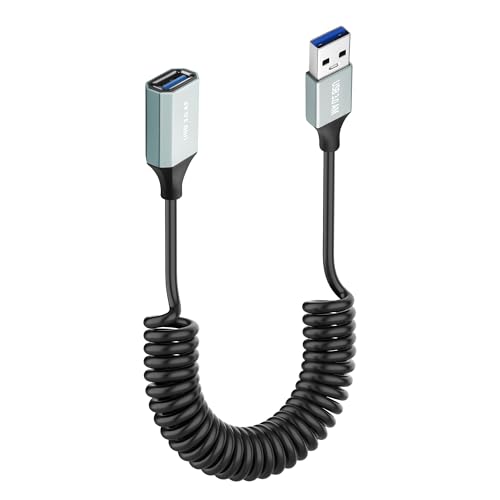 JSADZKJ Spiralkabel USB 3.0 Kabel Typ A Stecker zu Buchse Verlängerungskabel High Speed USB zu USB 3.0 Spiralkabel Kompatibel mit Laptop,Telefon,PC,TV,USB 3.0 Hub 3.28ft (männlich-weiblich) von JSADZKJ
