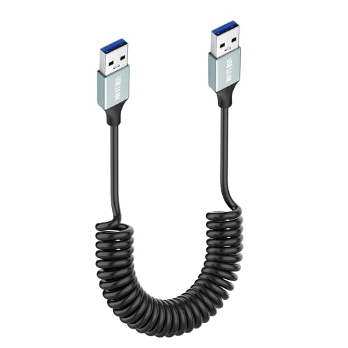 JSADZKJ Spiralkabel USB 3.0 Kabel Typ A Stecker zu Buchse Verlängerungskabel High Speed USB zu USB 3.0 Spiralkabel Kompatibel mit Laptop,Telefon,PC,TV,USB 3.0 Hub 3.28ft (männlich-zu-männlich) von JSADZKJ