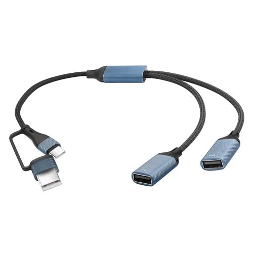 JSADZKJ USB A+C zu USB Splitter Kabel USB A/C 2 in 1 zu 2 USB 2.0 Ladekabel USB A/C männlich zu 2 USB weiblich Datenkabel 1 in 2 out OTG Adapter Kabel für Telefon Laptop (Nylon geflochten) von JSADZKJ