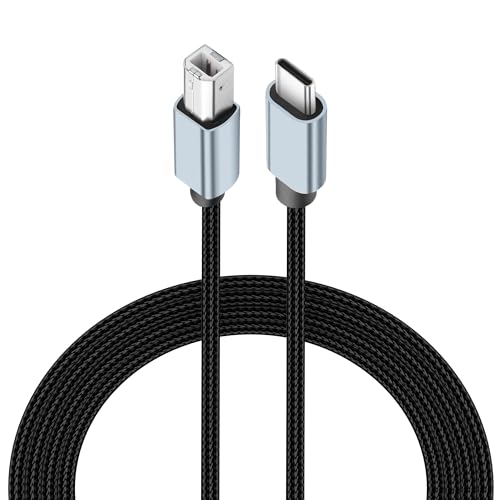JSADZKJ USB B zu USB C Drucker Kabel, 9.8ft USB B zu USB Typ C Drucker Nylon geflochtenes Kabel USB B Kabel Datenübertragung Verlängerungskabel für MIDI Controller,Drucker,Faxgerät (Schwarz) von JSADZKJ