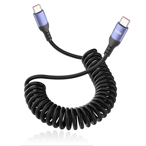 JSADZKJ USB C zu USB C Coiled Cord 6A USB Typ Kabel schnelles Aufladen Auto kurzes Coiled Typ C Kabel für Handys, Laptops, Power Banks, Autos 1ft JSADZKJ USB C zu USB C Coiled Cord 6A USB Typ Kabel schnelles Aufladen Auto kurzes Coiled Typ C Kabel für Handys, Laptops, Power Banks, Autos 1ft von JSADZKJ
