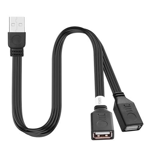 JSADZKJ USB-Verlängerungs-Splitterkabel USB 2.0 männlich zu zwei weiblichen Verlängerungskabeln USB 2.0 Y-Splitter Ladekabel Laden und Datenübertragung für Laptop PC 1.65Ft/50CM von JSADZKJ