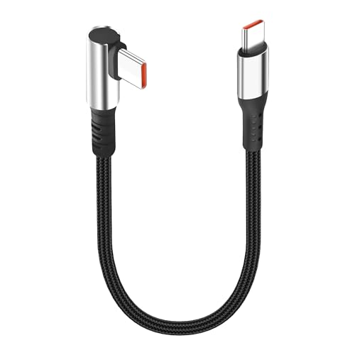 JSADZKJ Kurzes USB C Ladekabel 90 Grad USB C zu USB-C Kabel 6A Schnellladekabel Rechtwinkliges Typ C Ladekabel für Auto kompatibel mit Handy Tablet 9.8in (USB C auf Rechter Winkel USB C) von JSADZKJ