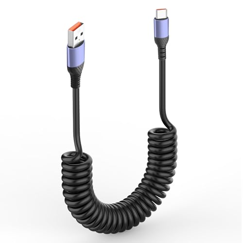 JSADZKJ USB-zu-Typ-C-Schnellladekabel Spiralkabel USB-A-zu-USB-C-Kabel 6A Einziehbares USB-Typ-C-Ladekabel kurzes Kabel für Auto, Telefone, Tablet, Power Banks und mehr usb-c-Geräte 1FT JSADZKJ USB-zu-Typ-C-Schnellladekabel Spiralkabel USB-A-zu-USB-C-Kabel 6A Einziehbares USB-Typ-C-Ladekabel kurzes Kabel für Auto, Telefone, Tablet, Power Banks und mehr usb-c-Geräte 1FT von JSADZKJ