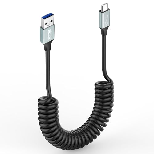 JSADZKJ USB zu USB C 3.0 Kabel Spirale USB A zu Typ C Ladekabel 5Gbps Datenübertragung und 3A Schnellladekabel USB C 3.1 Kabel für Laptop,PC,Handy,Auto USB,U Disk 3.28Ft/1M von JSADZKJ