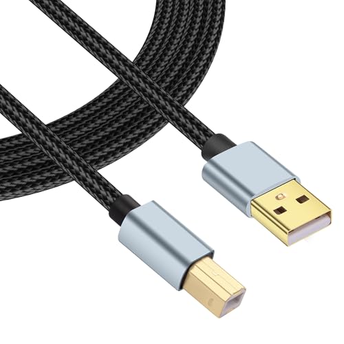JSADZKJ USB2.0 Druckerkabel 9.8ft USB A zu USB-B 2.0 Verlängerung Geflochtenes Kabel USB Typ A Männlich zu B Männlich Scannerkabel,480Mbps USB2.0 Übertragungskabel für Desktop Drucker,Scanner von JSADZKJ